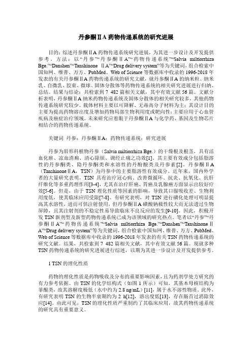 丹参酮ⅡA药物传递系统的研究进展