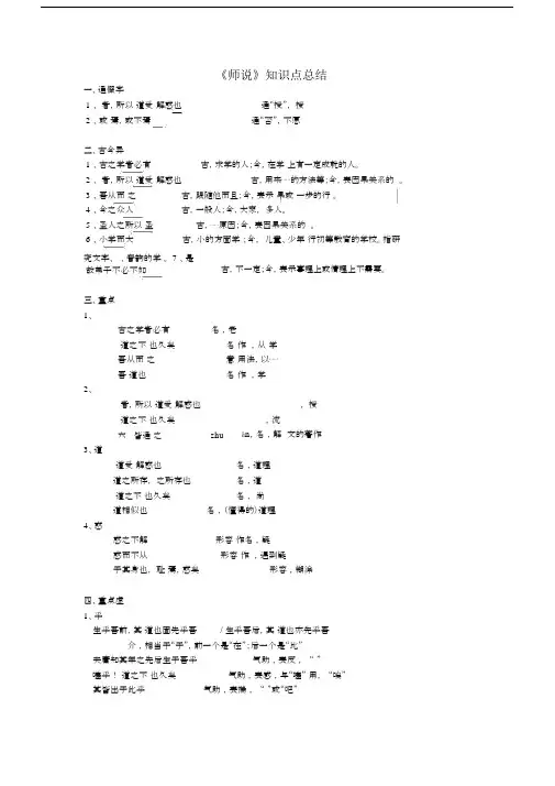 (完整版)《师说》知识点总结.doc