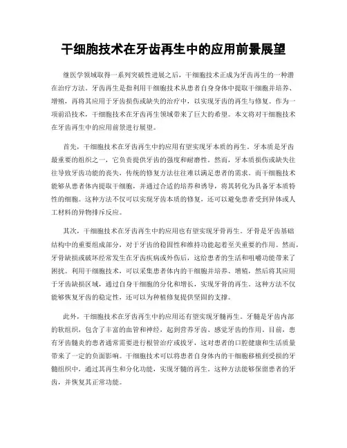 干细胞技术在牙齿再生中的应用前景展望