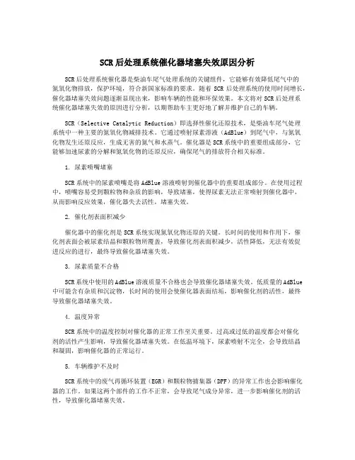 SCR后处理系统催化器堵塞失效原因分析