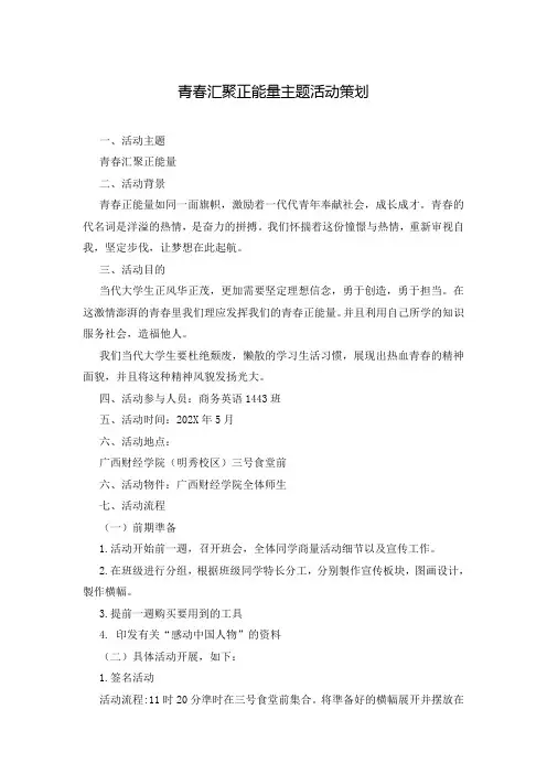 青春汇聚正能量主题活动策划