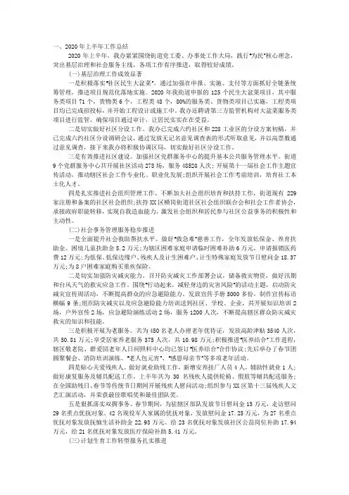 社会事务办2020年上半年工作总结及下半年工作计划.docx