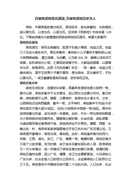 百家姓梁姓姓氏源流_百家姓梁姓历史名人