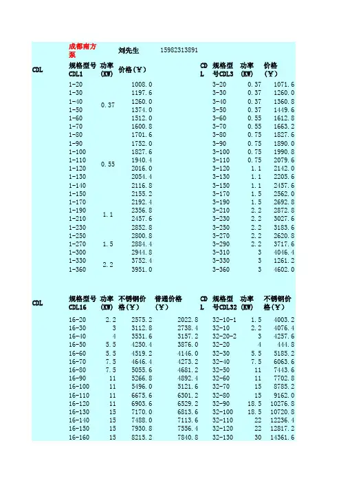 成都南方泵价格-成都南方泵型号