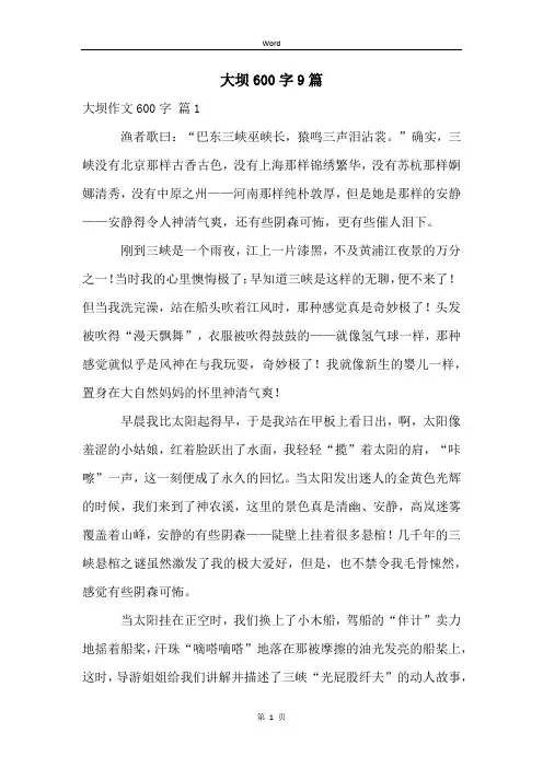 大坝600字9篇