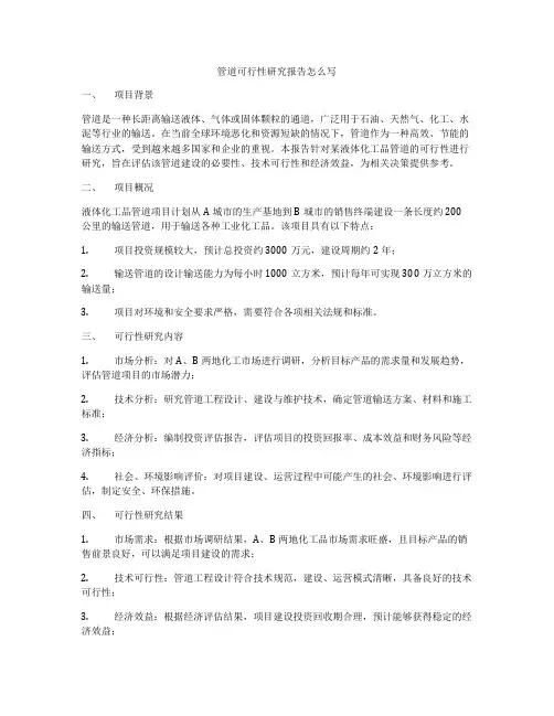 管道可行性研究报告怎么写