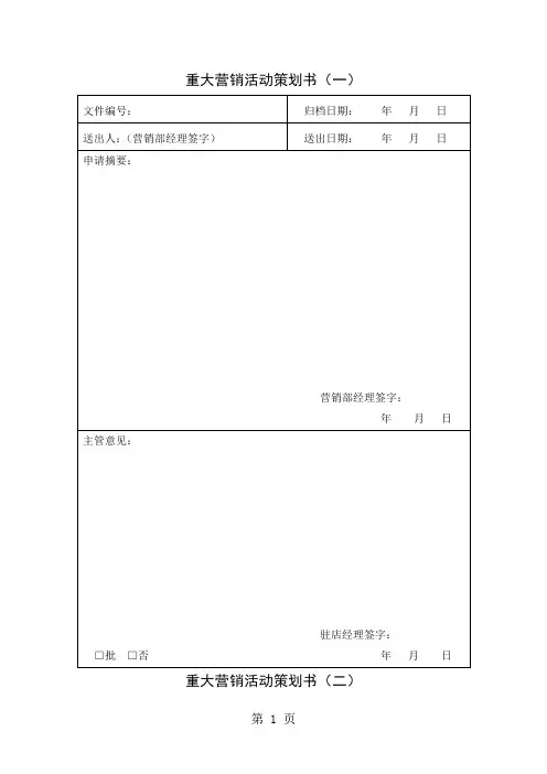 营销部表格大全(表格模板、doc格式)-27页文档资料