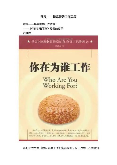 敬畏——最完美的工作态度