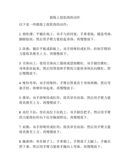 锻炼上肢肌肉的动作