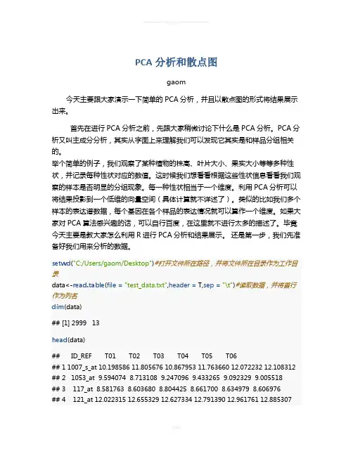R语言绘图：PCA分析和散点图