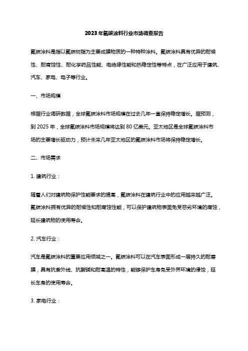 2023年氟碳涂料行业市场调查报告
