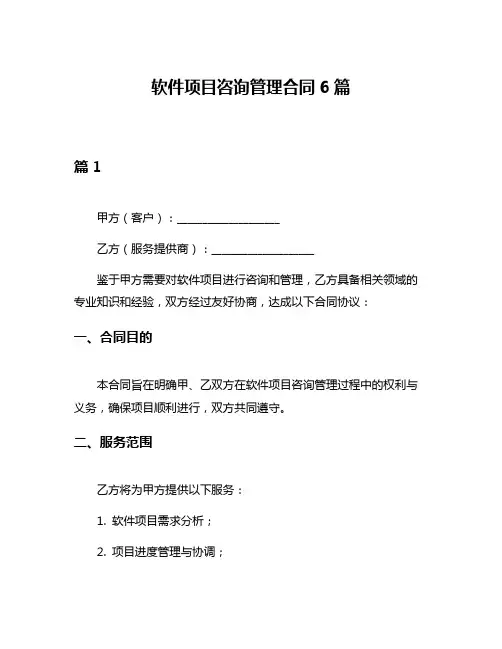软件项目咨询管理合同6篇