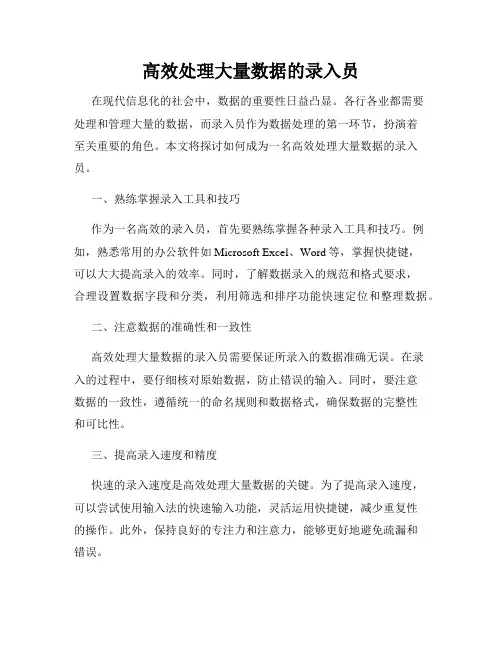 高效处理大量数据的录入员