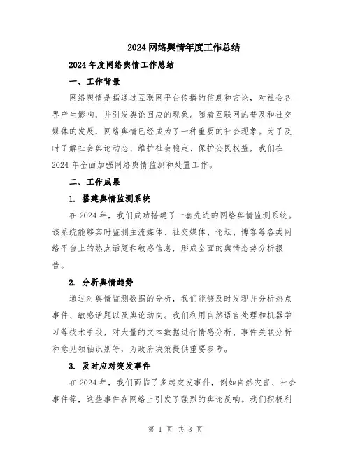2024网络舆情年度工作总结