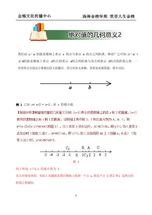实数解题新方法精品专题---绝对值的几何意义2