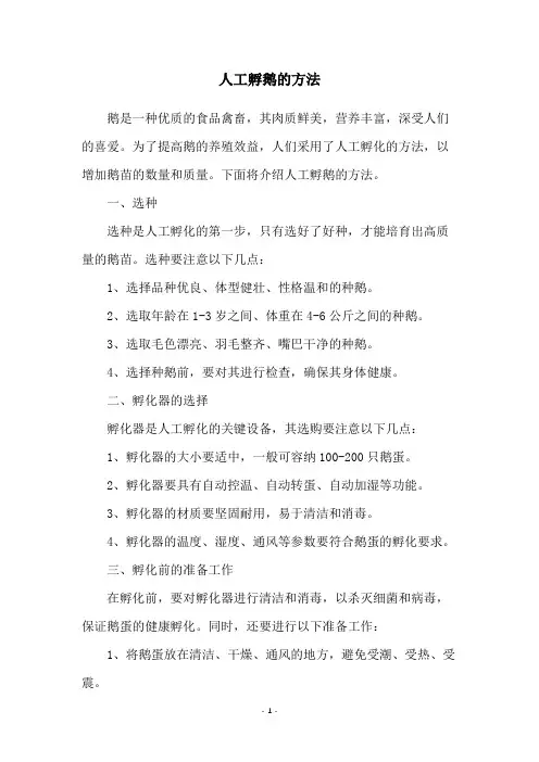 人工孵鹅的方法