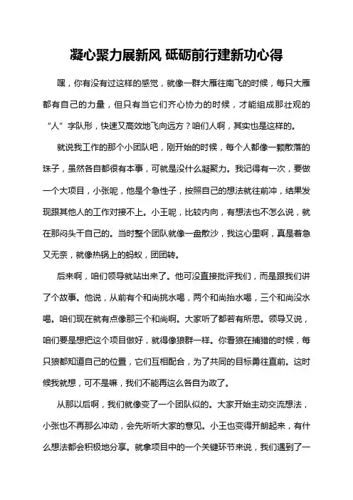 凝心聚力展新风 砥砺前行建新功心得