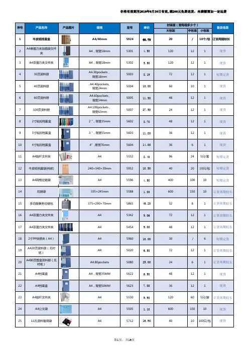 得力办公产品信息表全0330