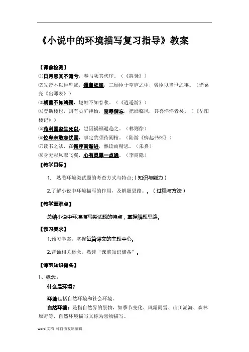 小说中的环境描写复习指导》教案