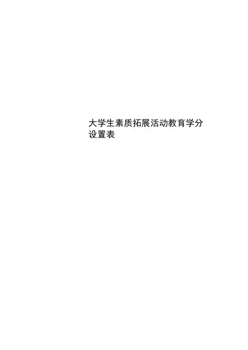 大学生素质拓展活动教育学分设置表