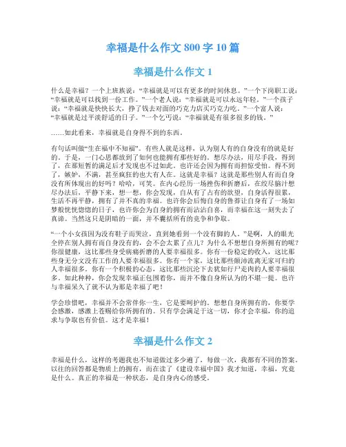 幸福是什么作文800字10篇