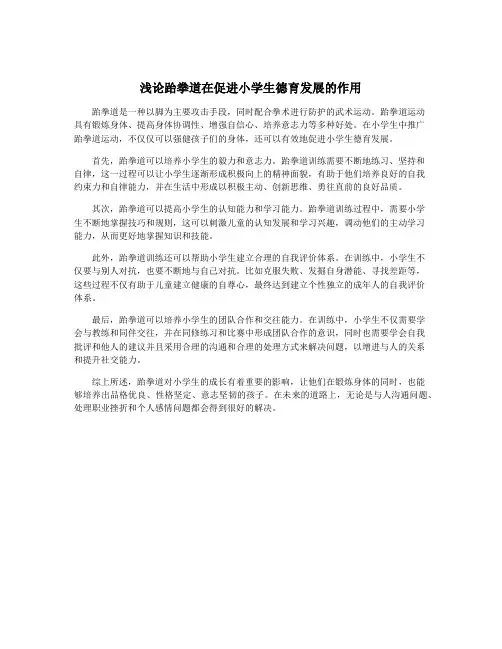 浅论跆拳道在促进小学生德育发展的作用