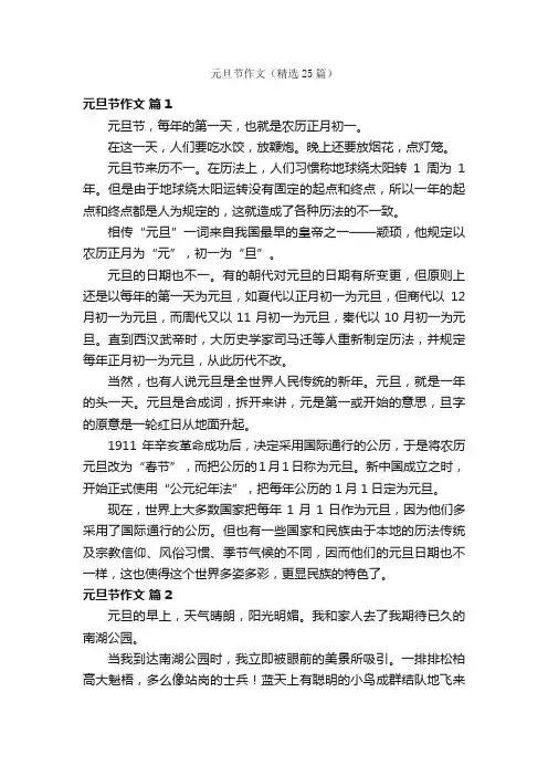 元旦节作文（精选25篇）