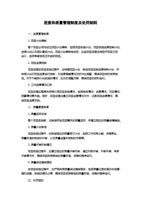 进度和质量管理制度及处罚细则