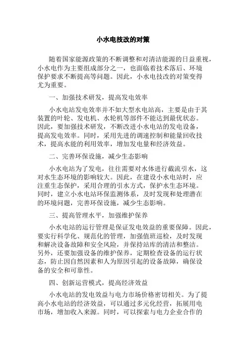 小水电技改的对策