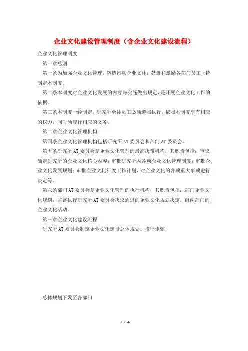 企业文化建设管理制度(含企业文化建设流程)
