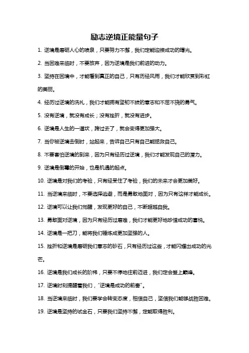 励志逆境正能量句子