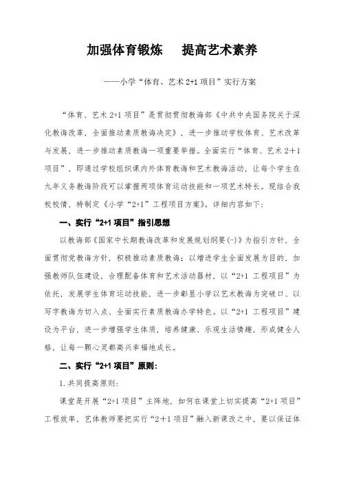 小学体育艺术项目实施方案样本