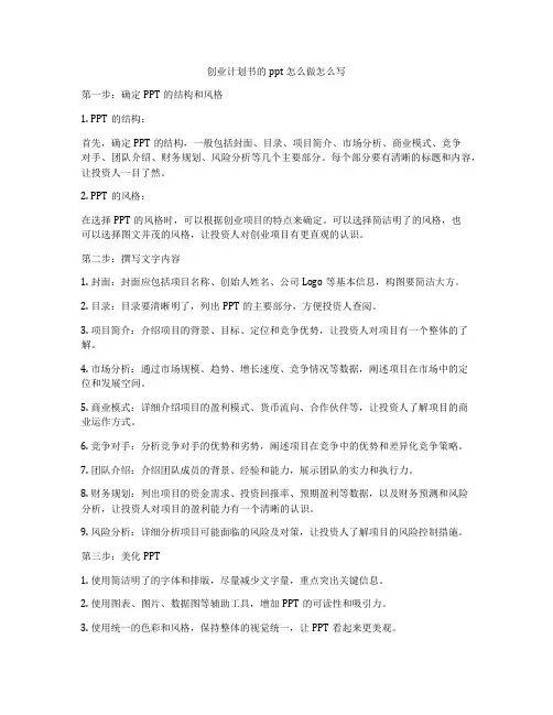 创业计划书的ppt怎么做怎么写