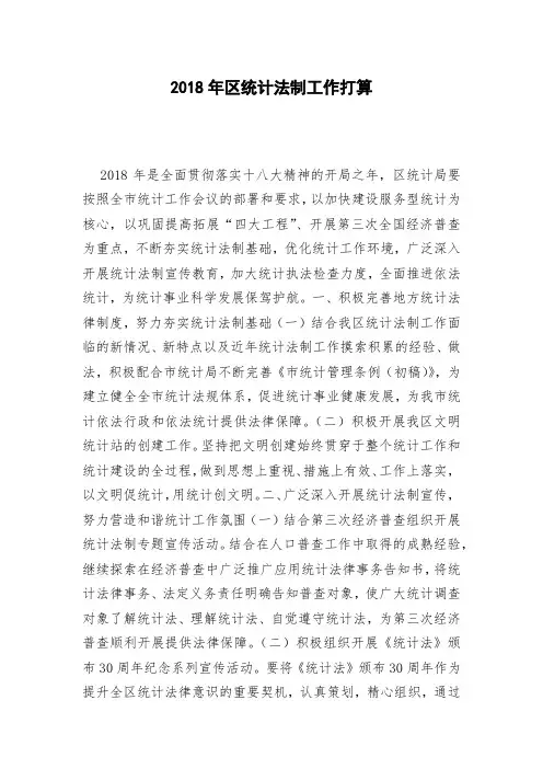 2018年区统计法制工作打算