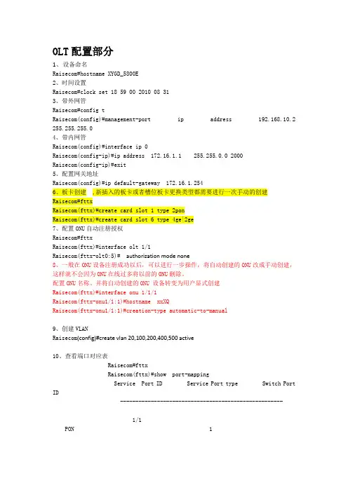 瑞斯康达OLT配置部分