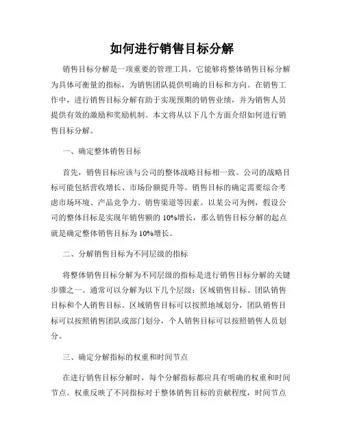 如何进行销售目标分解