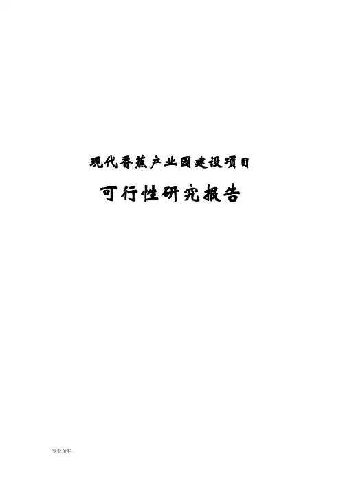 现代香蕉产业园项目可行性研究报告
