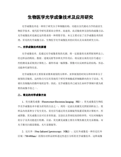 生物医学光学成像技术及应用研究