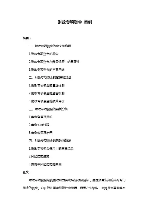 财政专项资金 案例