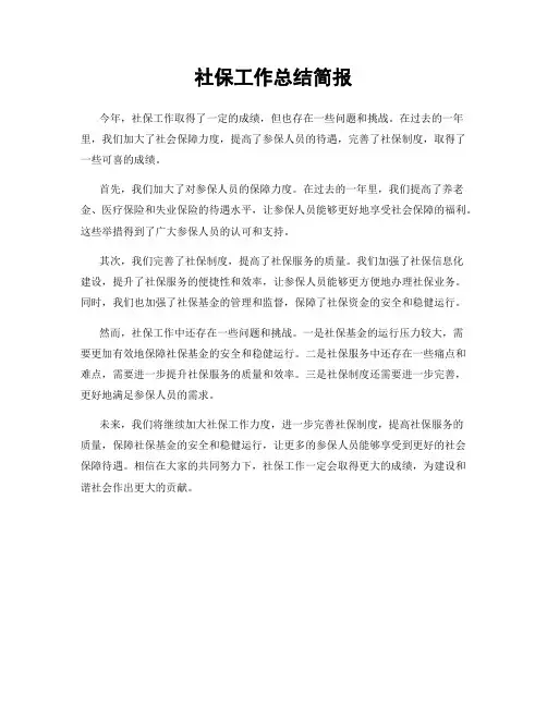 社保工作总结简报