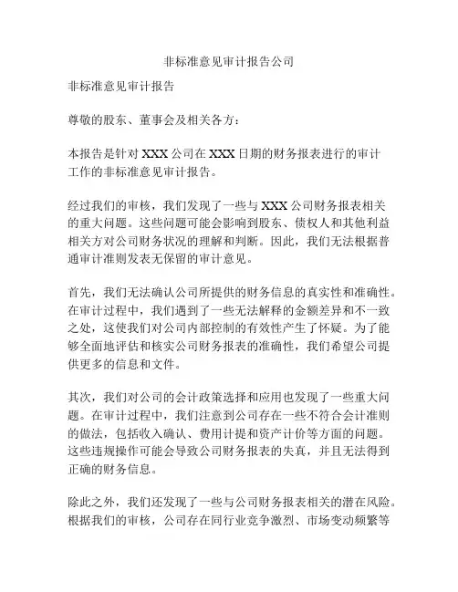 非标准意见审计报告公司