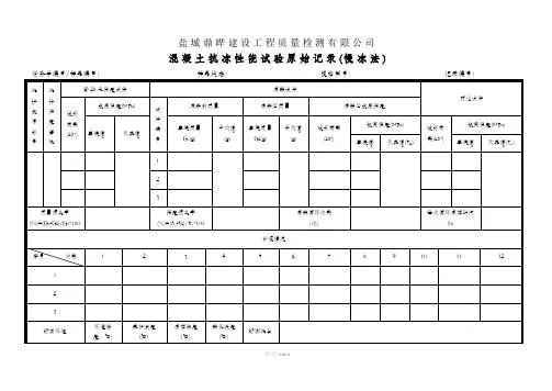 混凝土抗冻原始记录