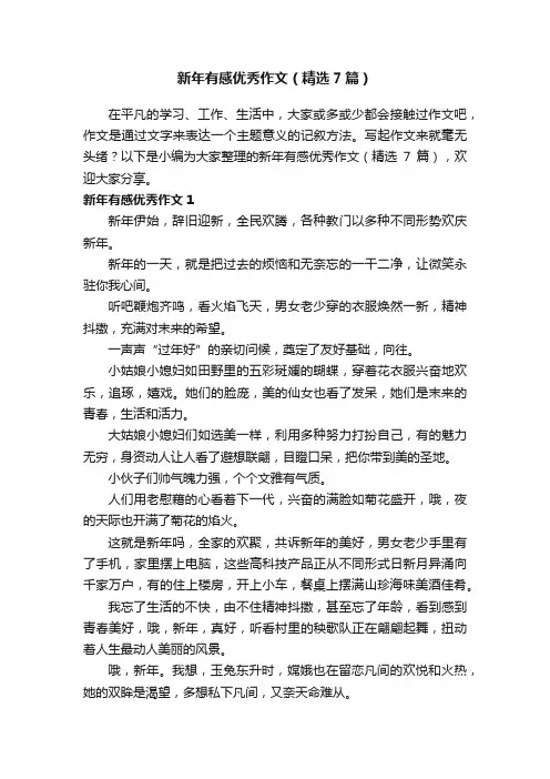 新年有感优秀作文（精选7篇）