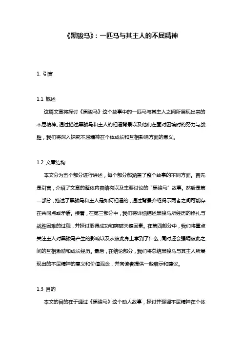 《黑骏马》：一匹马与其主人的不屈精神
