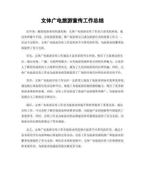 文体广电旅游宣传工作总结