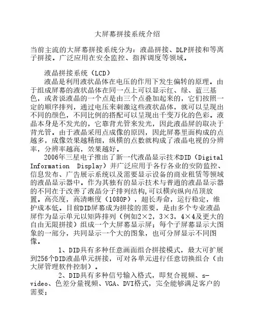 三种拼接屏参数对比 成形