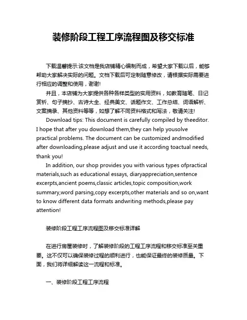 装修阶段工程工序流程图及移交标准