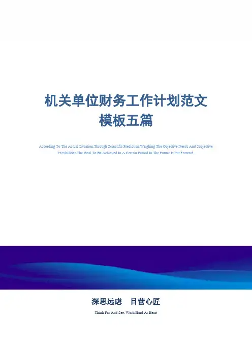 最新机关单位财务工作计划范文模板五篇范文
