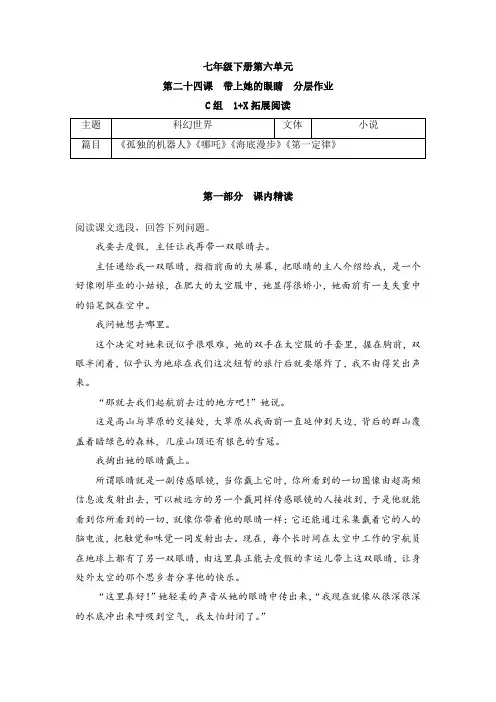 《带上她的眼睛》分层作业(拓展演练)(解析版)