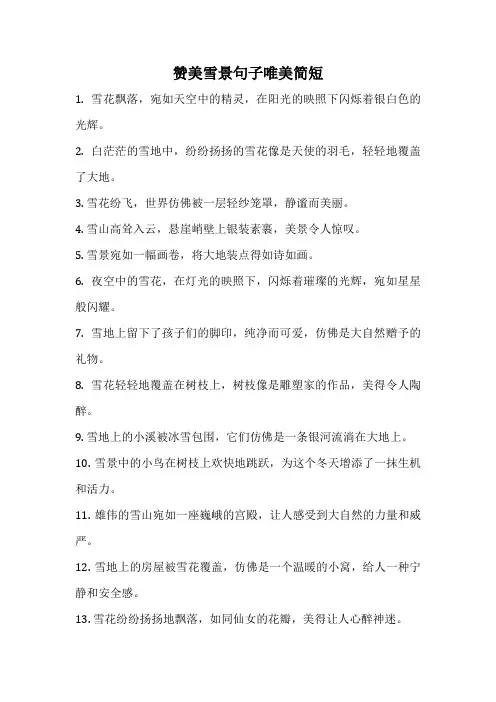 赞美雪景句子唯美简短